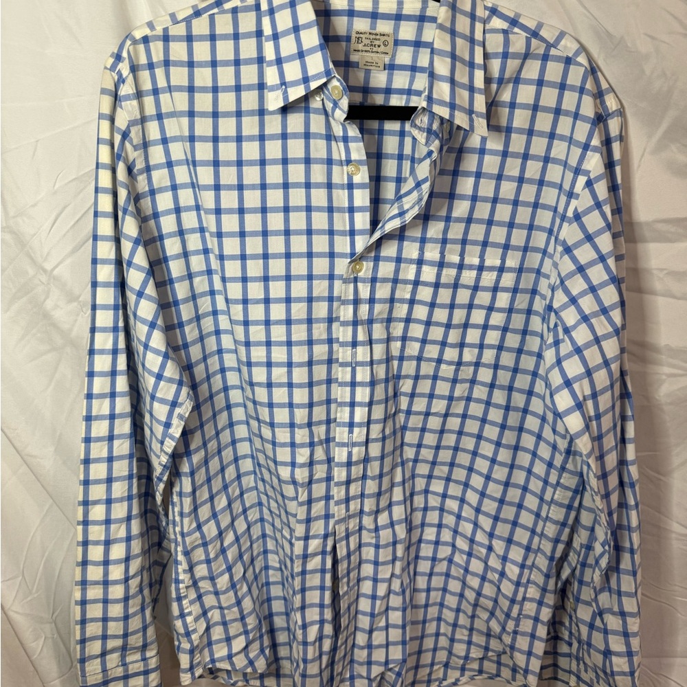J. Crew Blue and White Plaid Men's Shirt